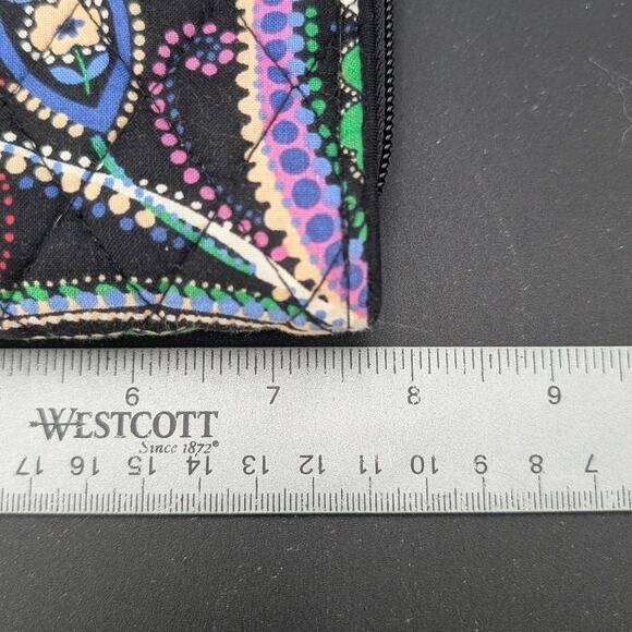 Vera Bradley Turn Lock Wallet Womens Black Paisley Floral Quilted Zip Around ID - Picture 6 of 8